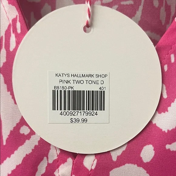 Umgee Vibrant Pink and White Patterned Dress - Picture 2 of 4